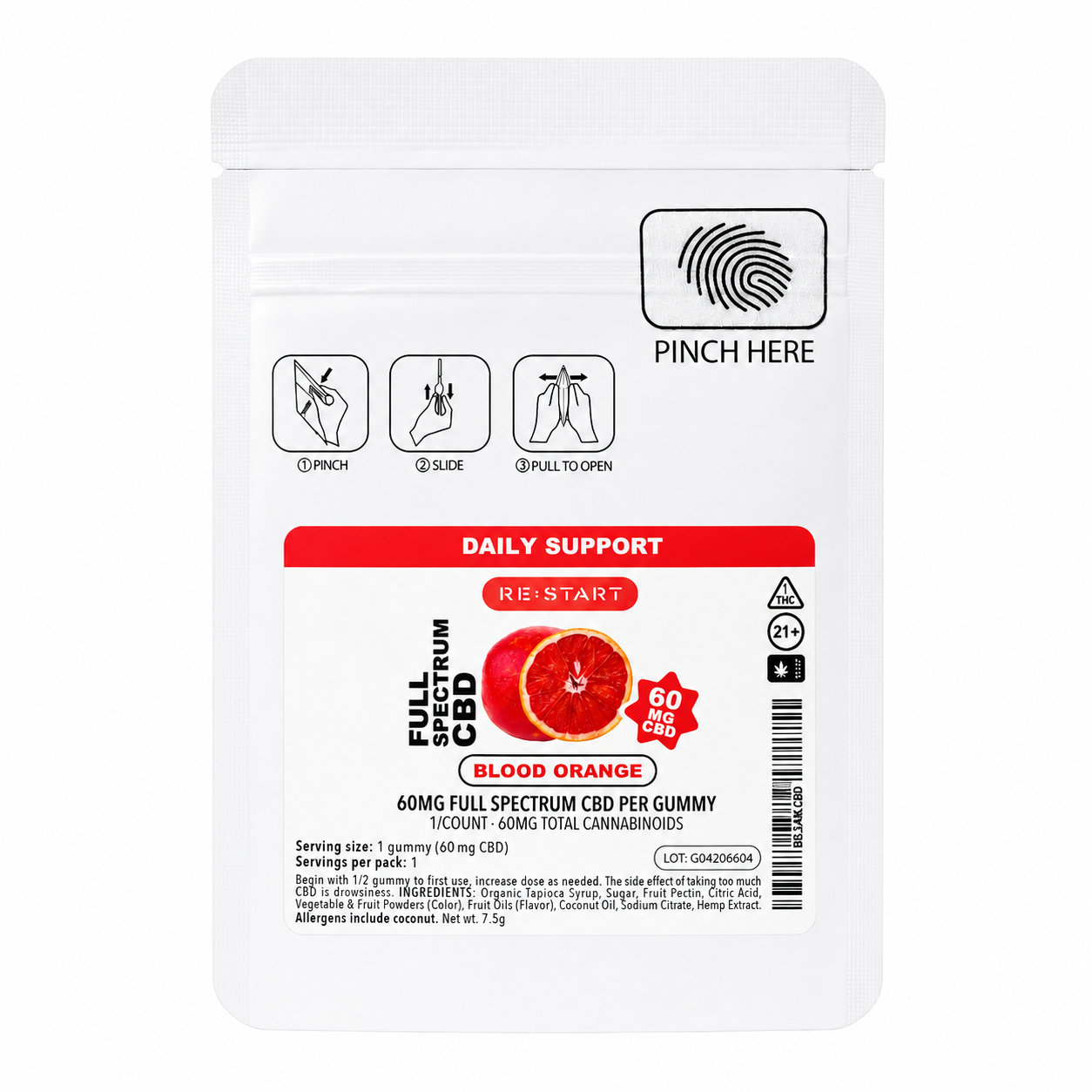 60MG CBD Full Spectrum Gummies - Blood Orange (1-ct)
